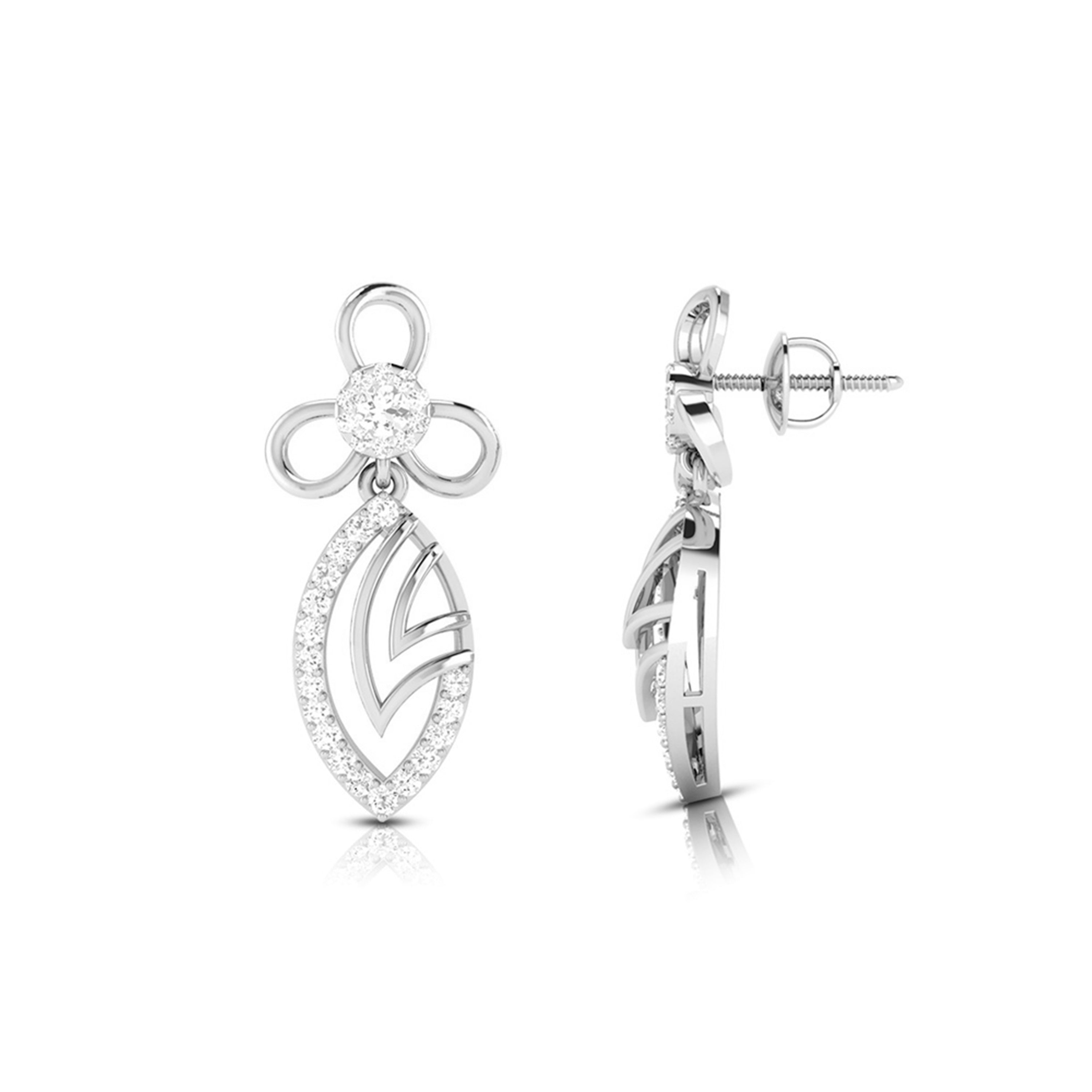 Designer Platinum Earrings with Diamonds for Women JL PT E NK-57