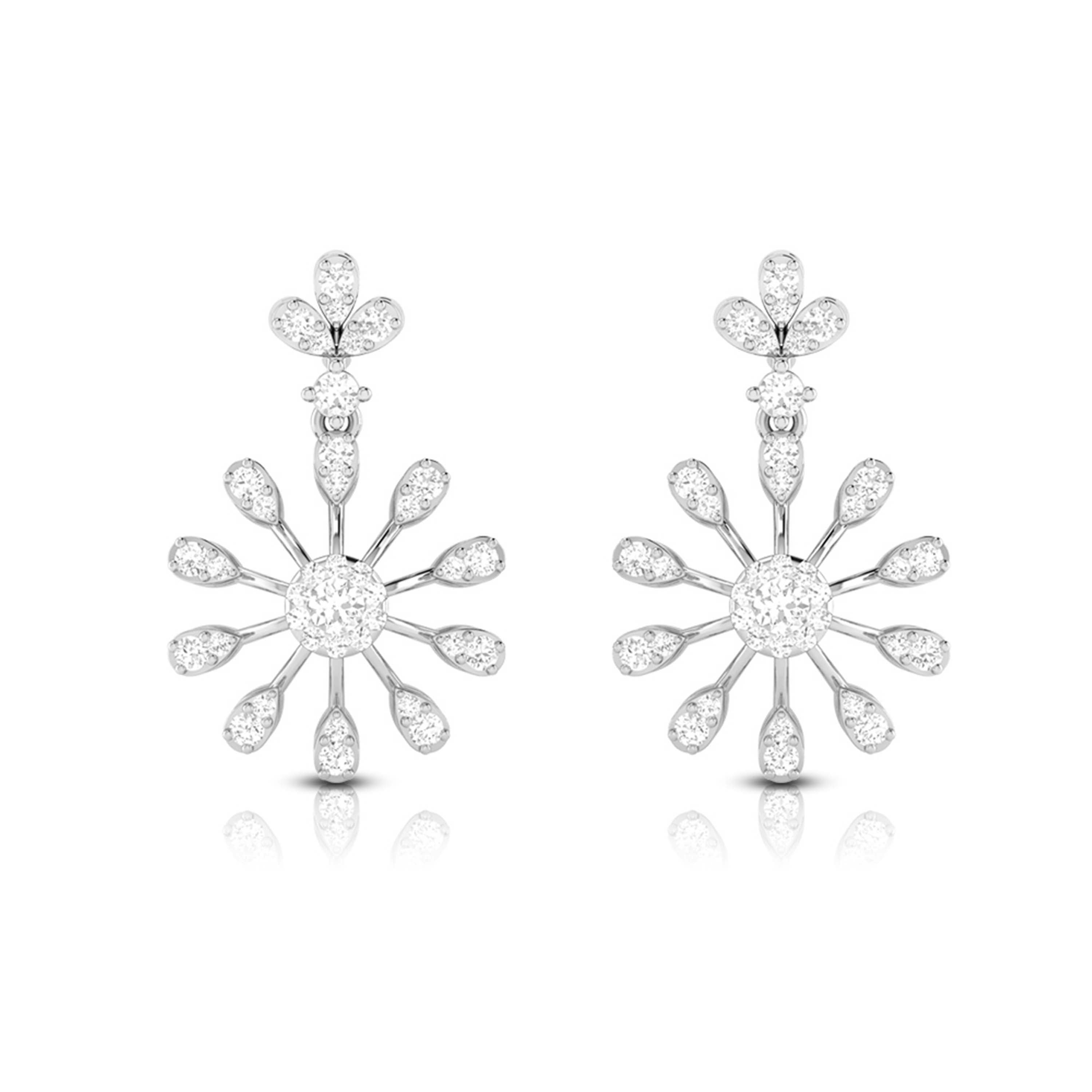 Designer Hanging Clusters Platinum Earrings with Diamonds JL PT E NK-67  VVS-GH Jewelove.US