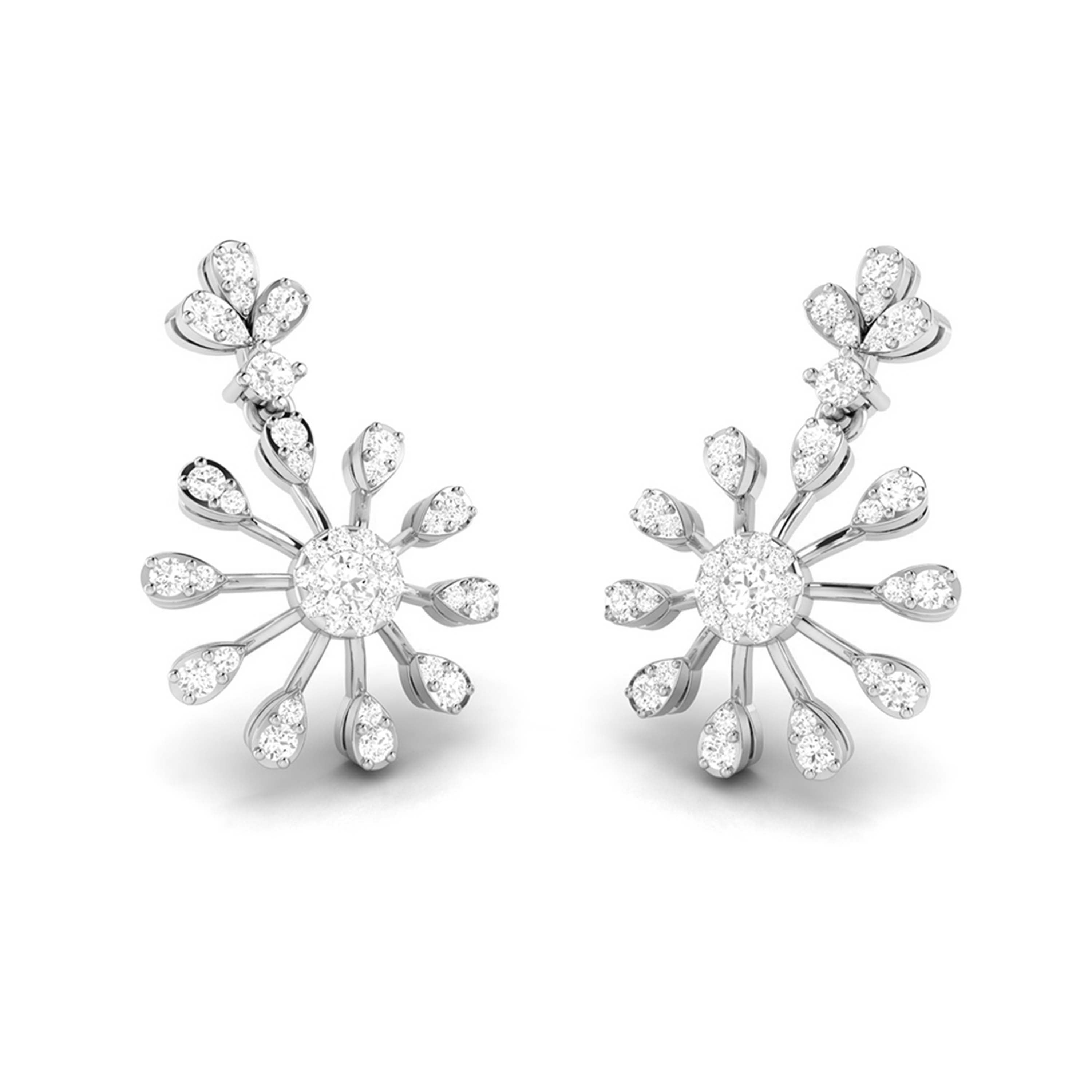 Designer Hanging Clusters Platinum Earrings with Diamonds JL PT E NK-67