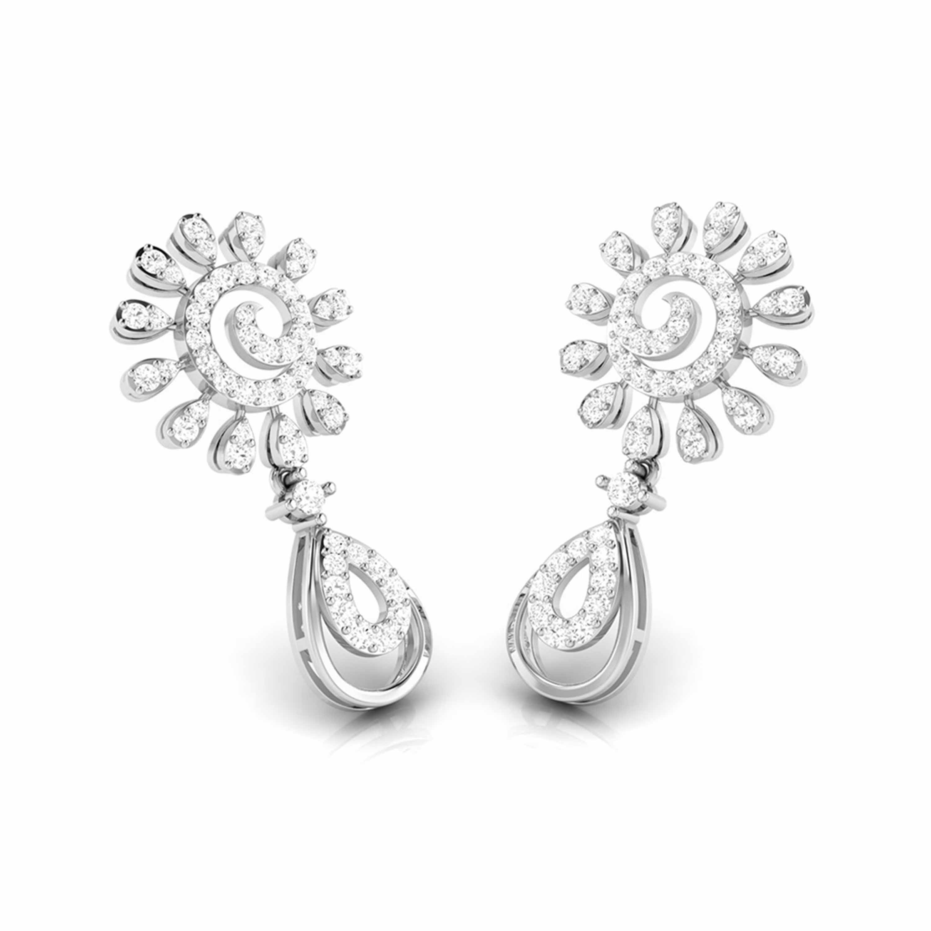 Designer Platinum Earrings with Diamonds JL PT E NK-69