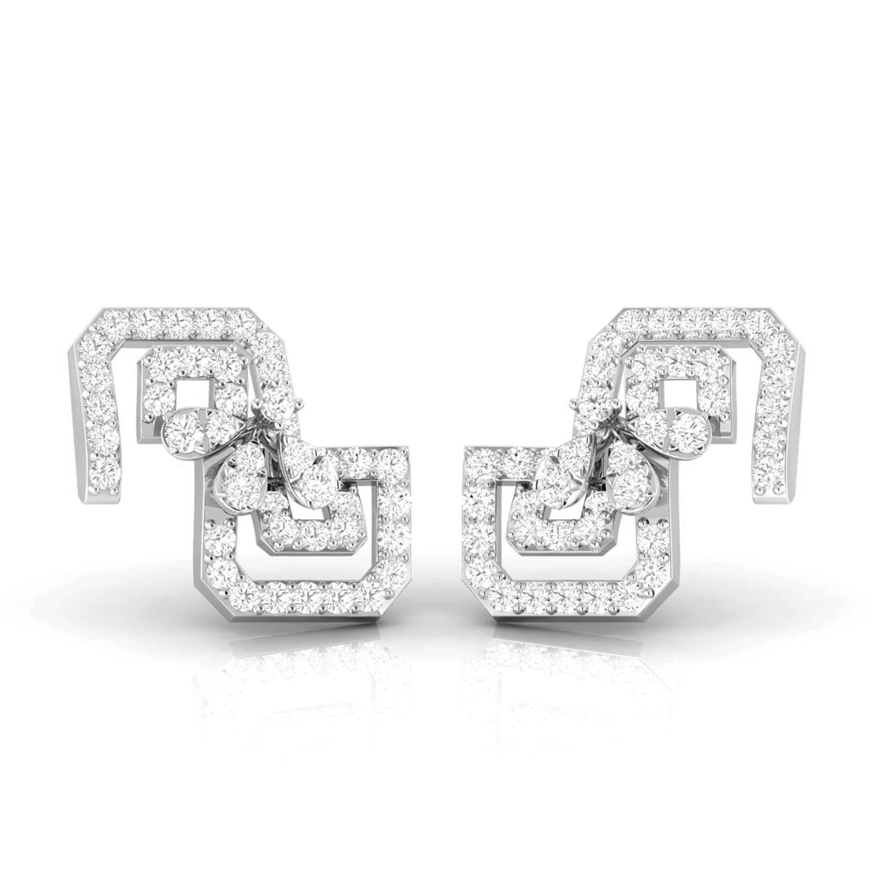 New Fashionable Platinum Diamond Earrings for Women JL PT E OLS 23   Jewelove.US