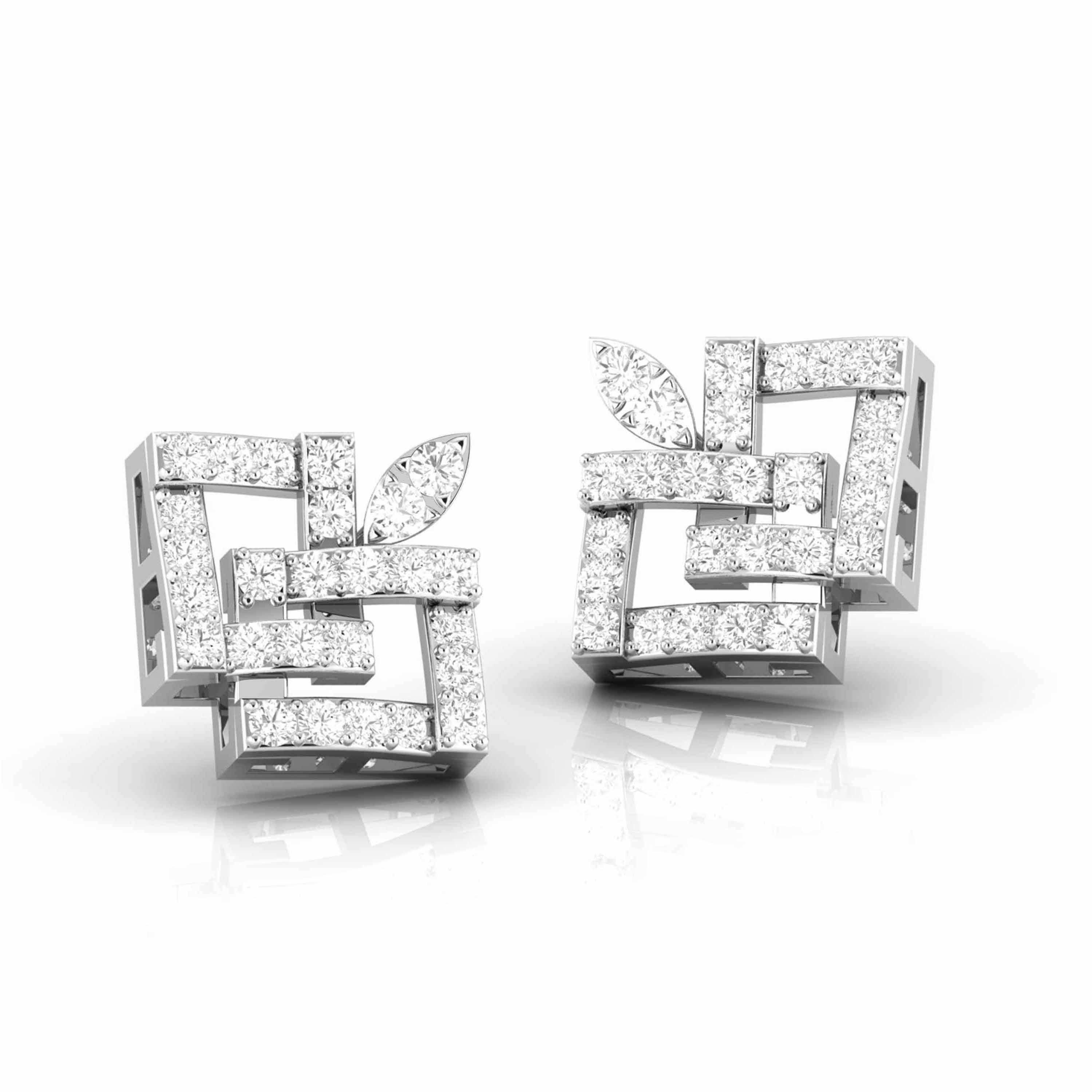 Fashionable Platinum Diamond Earrings for Women JL PT E OLS 36