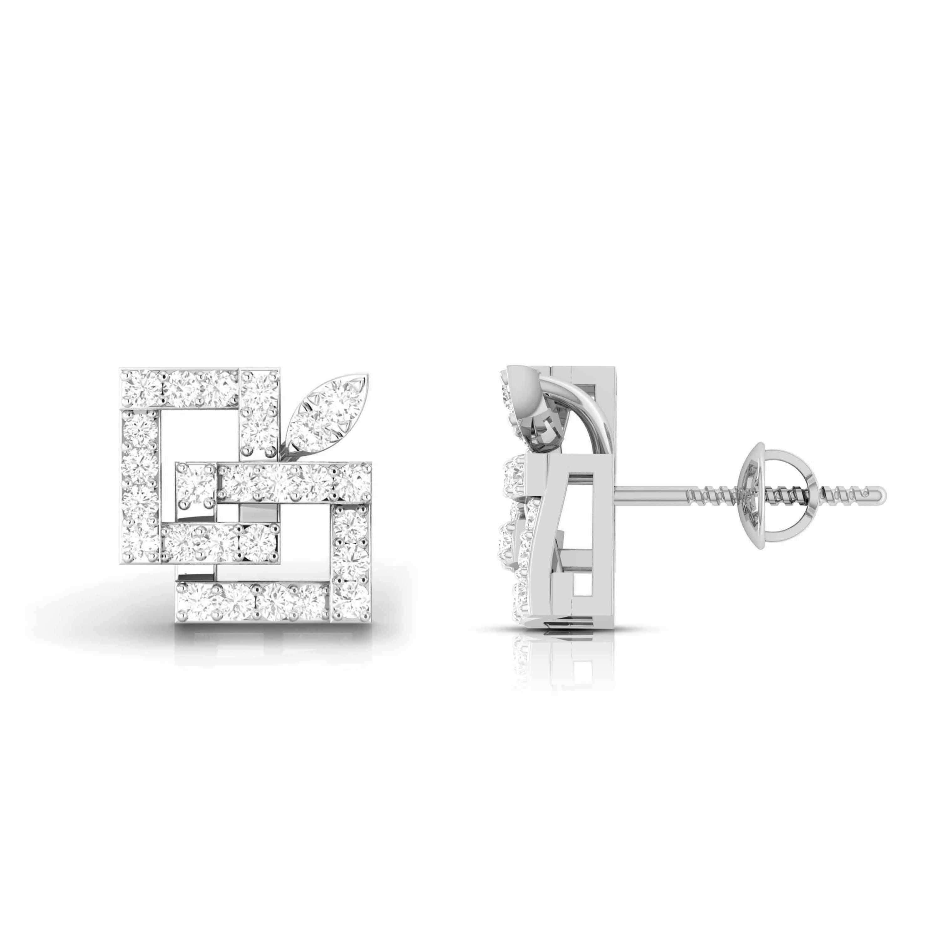 Fashionable Platinum Diamond Earrings for Women JL PT E OLS 36