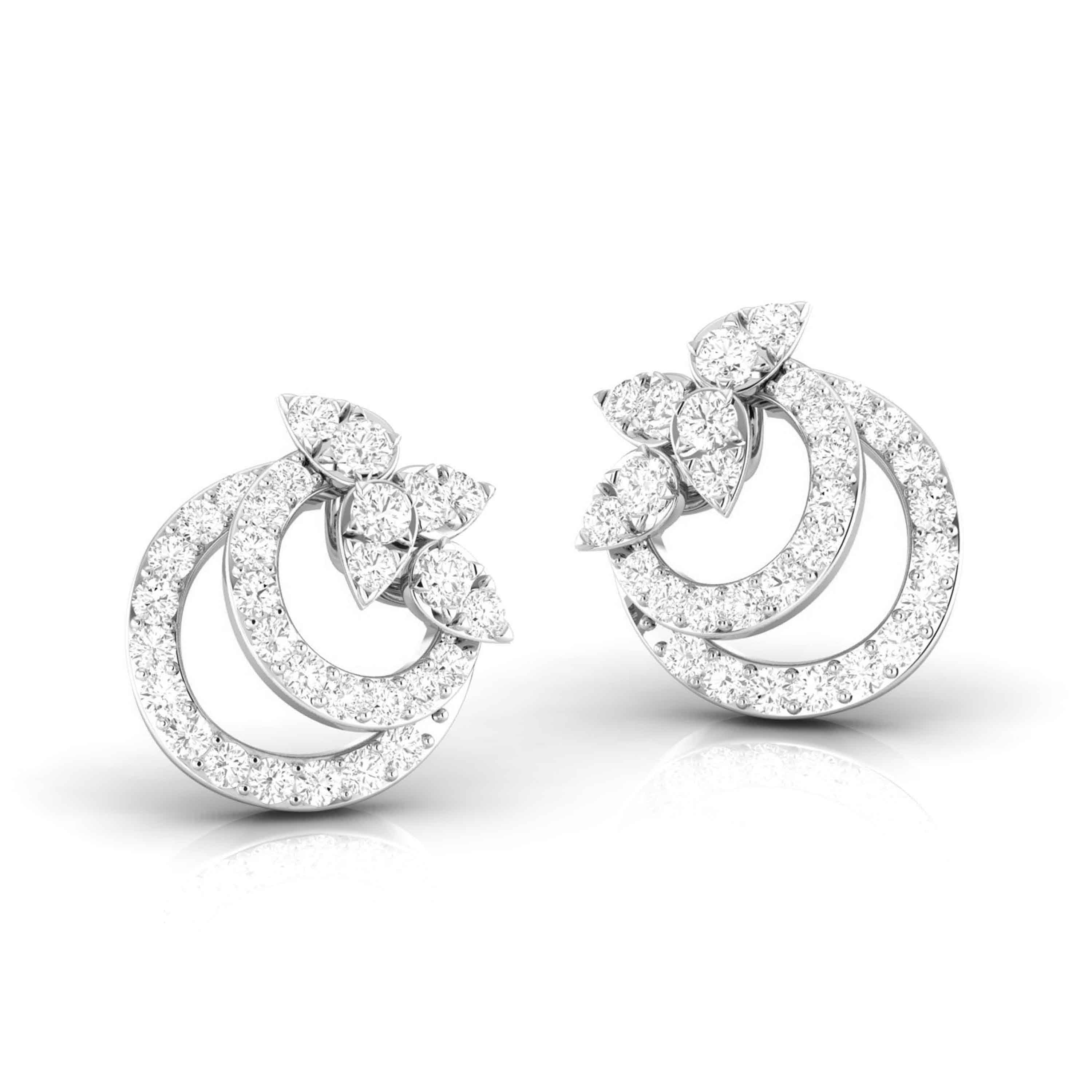 Platinum Fashionable Diamond Earrings for Women JL PT E OLS 44