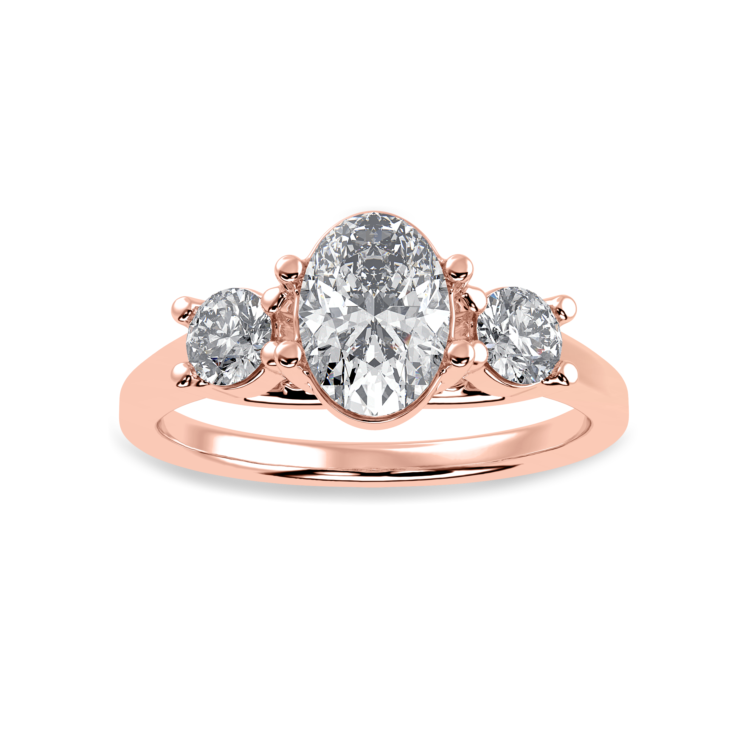 70-Pointer Oval Cut Solitaire Diamond Accents 18K Rose Gold Ring JL AU 1234R-B   Jewelove.US