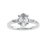 Load image into Gallery viewer, 30-Pointer Oval Cut Solitaire with Baguette Diamond Accents Platinum Ring JL PT 1226   Jewelove.US
