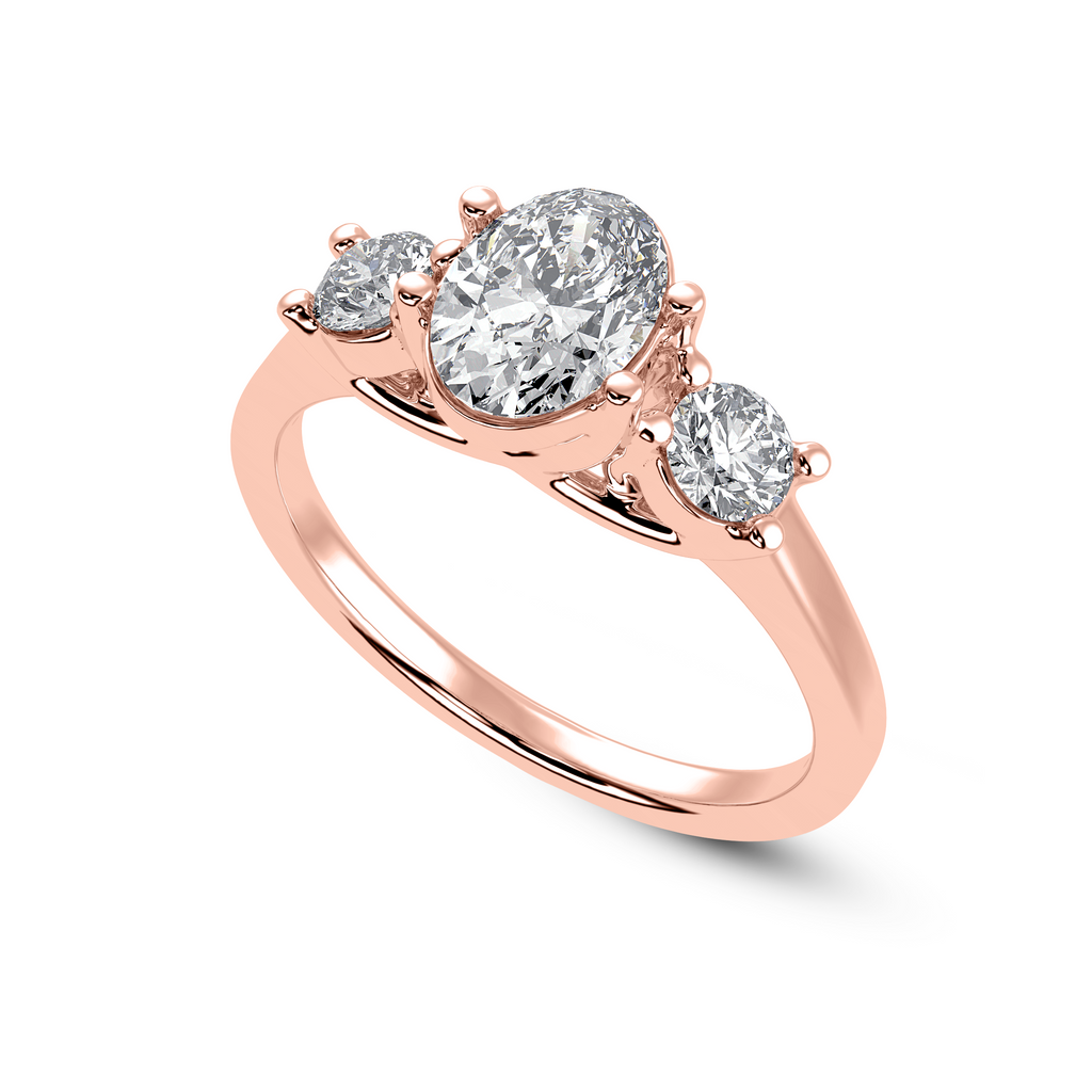 50-Pointer Oval Cut Solitaire Diamond Accents 18K Rose Gold Ring JL AU 1234R-A   Jewelove.US
