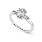 Load image into Gallery viewer, 30-Pointer Oval Cut Solitaire with Baguette Diamond Accents Platinum Ring JL PT 1226   Jewelove.US
