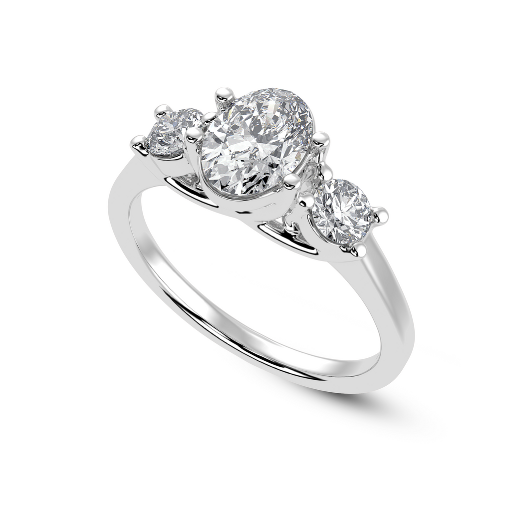 50-Pointer Oval Cut Solitaire Diamond Accents Platinum Ring JL PT 1234-A   Jewelove.US