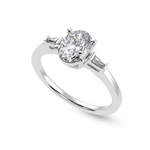 Load image into Gallery viewer, 50-Pointer Oval Cut Solitaire with Baguette Diamond Accents Platinum Ring JL PT 1226-A   Jewelove.US
