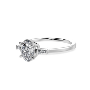 30-Pointer Oval Cut Solitaire with Baguette Diamond Accents Platinum Ring JL PT 1226   Jewelove.US