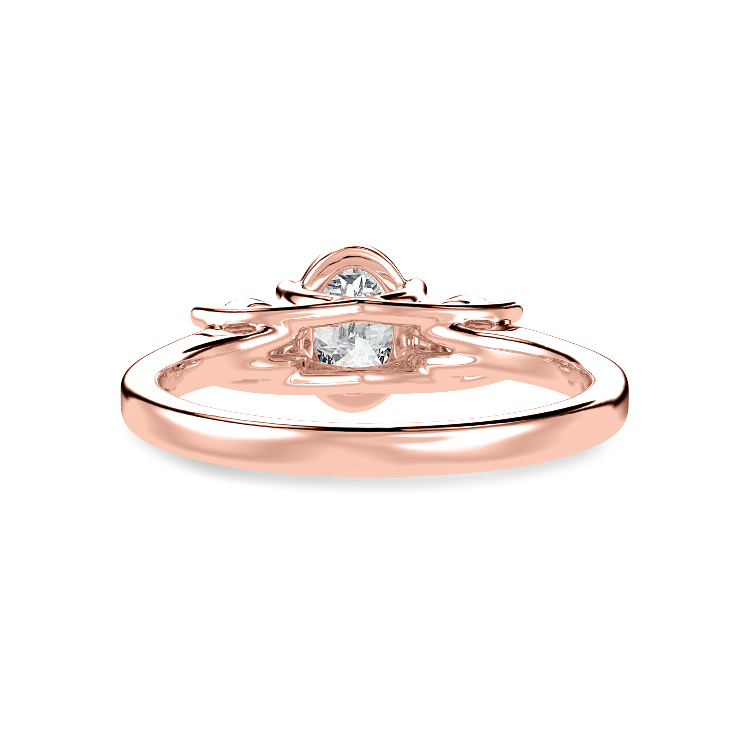 70-Pointer Oval Cut Solitaire Diamond Accents 18K Rose Gold Ring JL AU 1234R-B   Jewelove.US