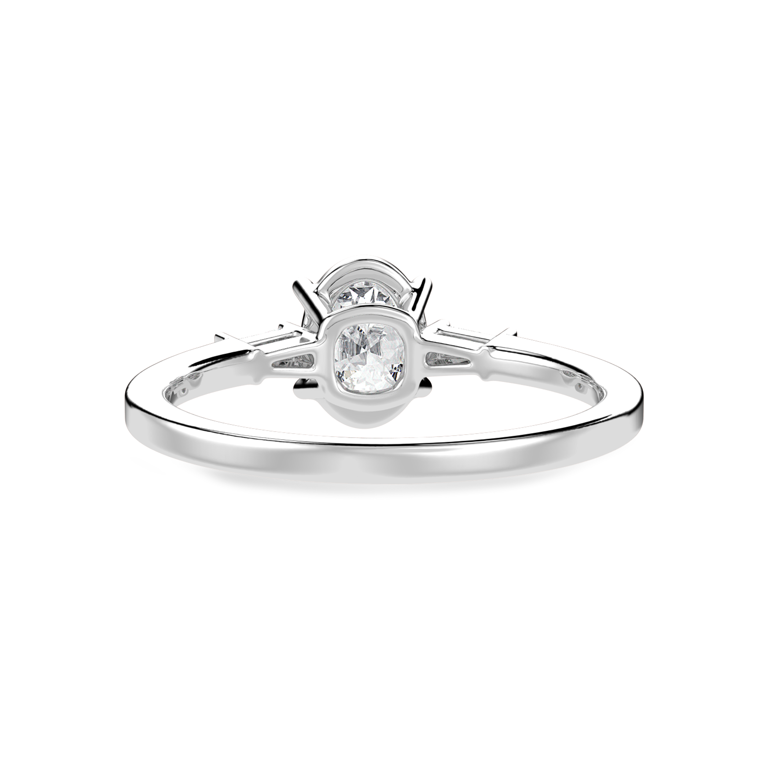 30-Pointer Oval Cut Solitaire with Baguette Diamond Accents Platinum Ring JL PT 1226   Jewelove.US