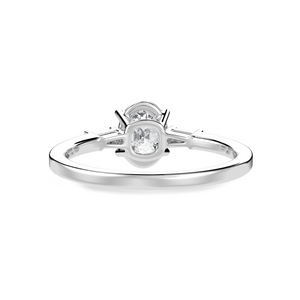 30-Pointer Oval Cut Solitaire with Baguette Diamond Accents Platinum Ring JL PT 1226   Jewelove.US