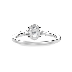 50-Pointer Oval Cut Solitaire with Baguette Diamond Accents Platinum Ring JL PT 1226-A   Jewelove.US