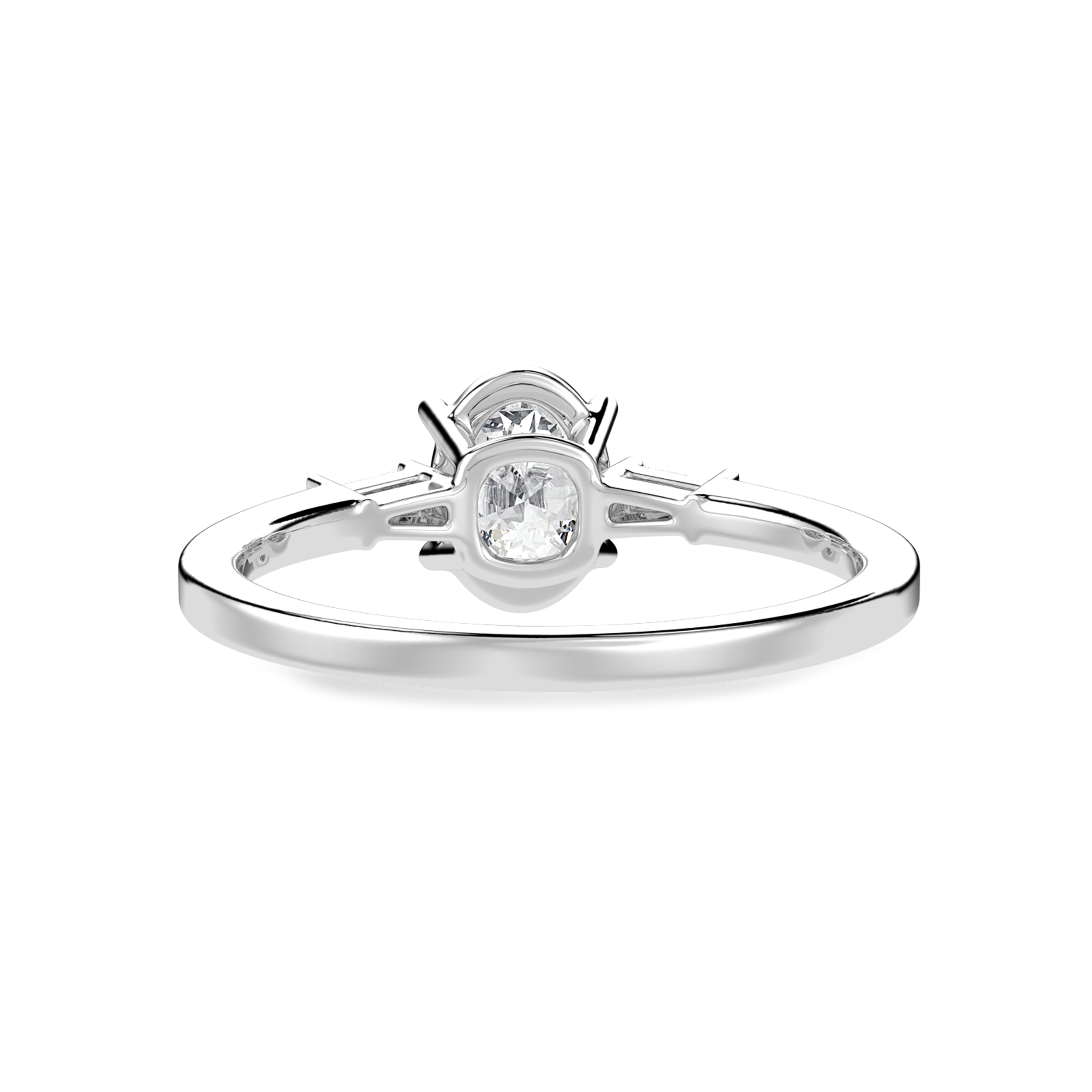 70-Pointer Oval Cut Solitaire with Baguette Diamond Accents Platinum Ring JL PT 1226-B   Jewelove.US