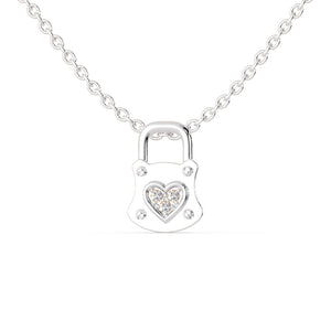 Platinum Diamond Heart Lock Pendant for Women JL PT P 1211   Jewelove.US