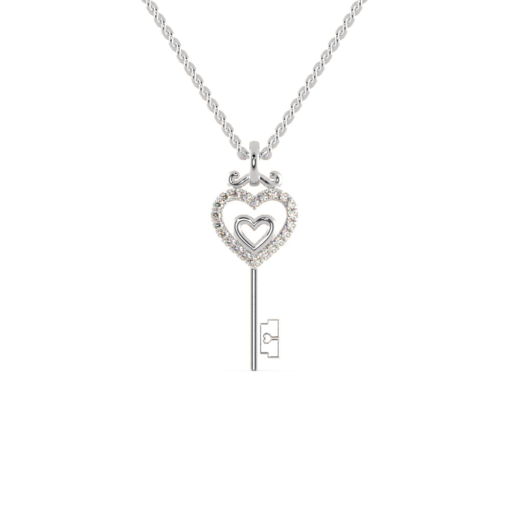 Platinum Heart Key Pendant with Diamonds for Women JL PT P 1249   Jewelove.US