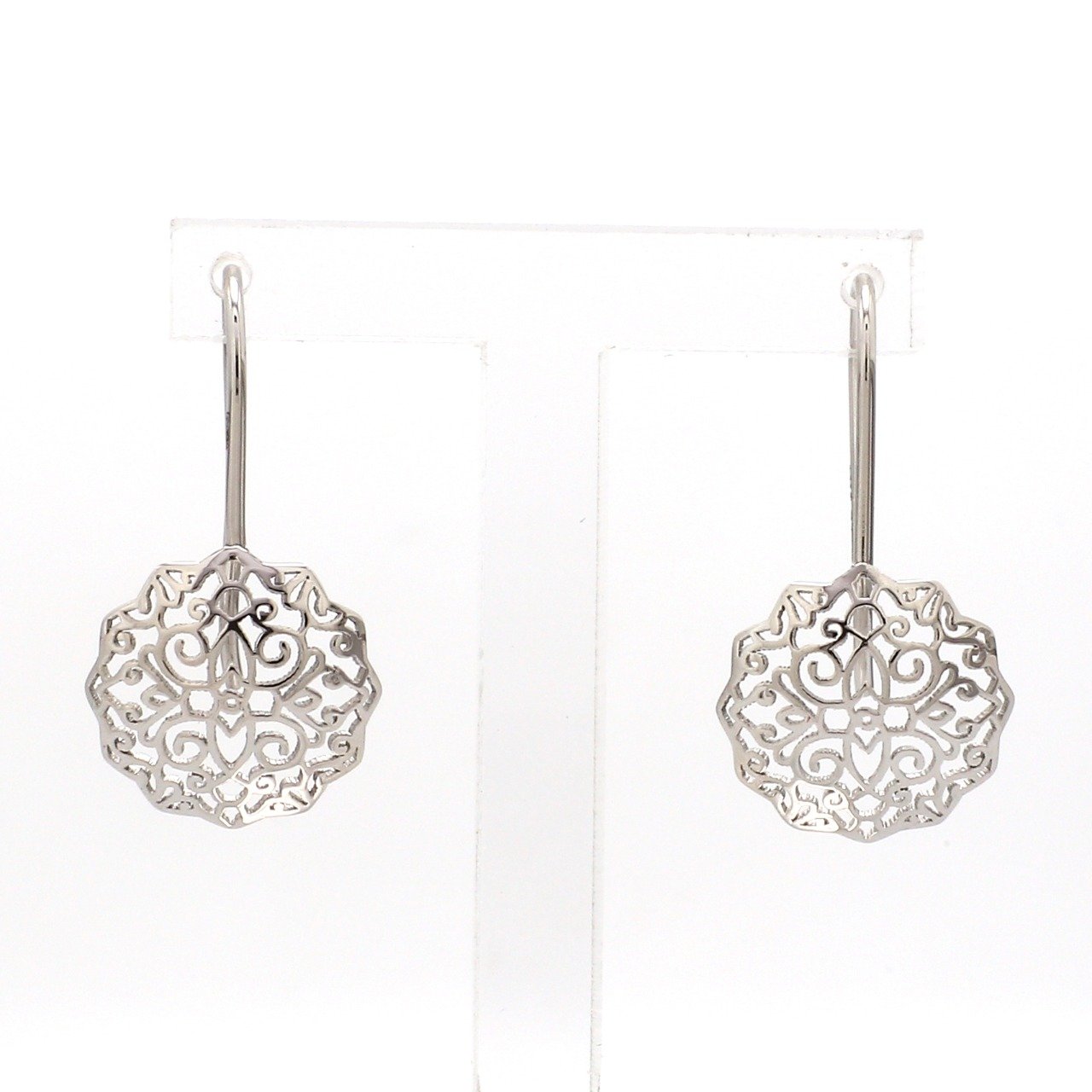 Designer Filigree Platinum Earrings for Women JL PT E 204   Jewelove.US