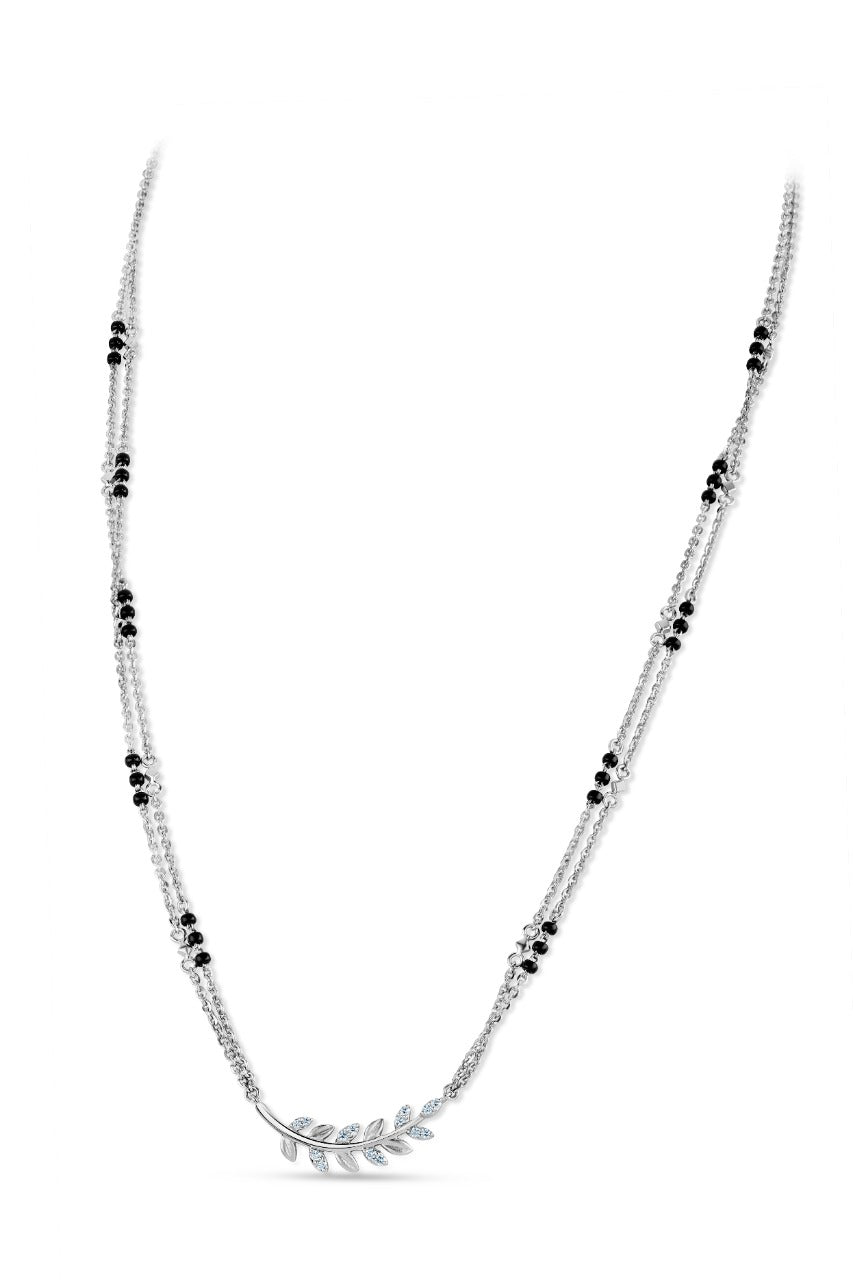 Platinum Mangalsutra Leaf Design Diamond Pendant Chain for Women JL PT CH 1092   Jewelove.US