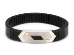 Load image into Gallery viewer, Platinum &amp; Rose Gold Black Band Bracelet for Men - Flexible  JL PTB 1088   Jewelove.US
