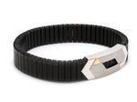 Load image into Gallery viewer, Platinum &amp; Rose Gold Black Band Bracelet for Men - Flexible  JL PTB 1088   Jewelove.US
