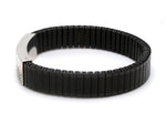 Load image into Gallery viewer, Platinum &amp; Rose Gold Black Band Bracelet for Men - Flexible JL PTB 1089   Jewelove.US

