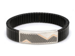 Load image into Gallery viewer, Platinum &amp; Rose Gold Black Band Bracelet for Men - Flexible JL PTB 1089   Jewelove.US

