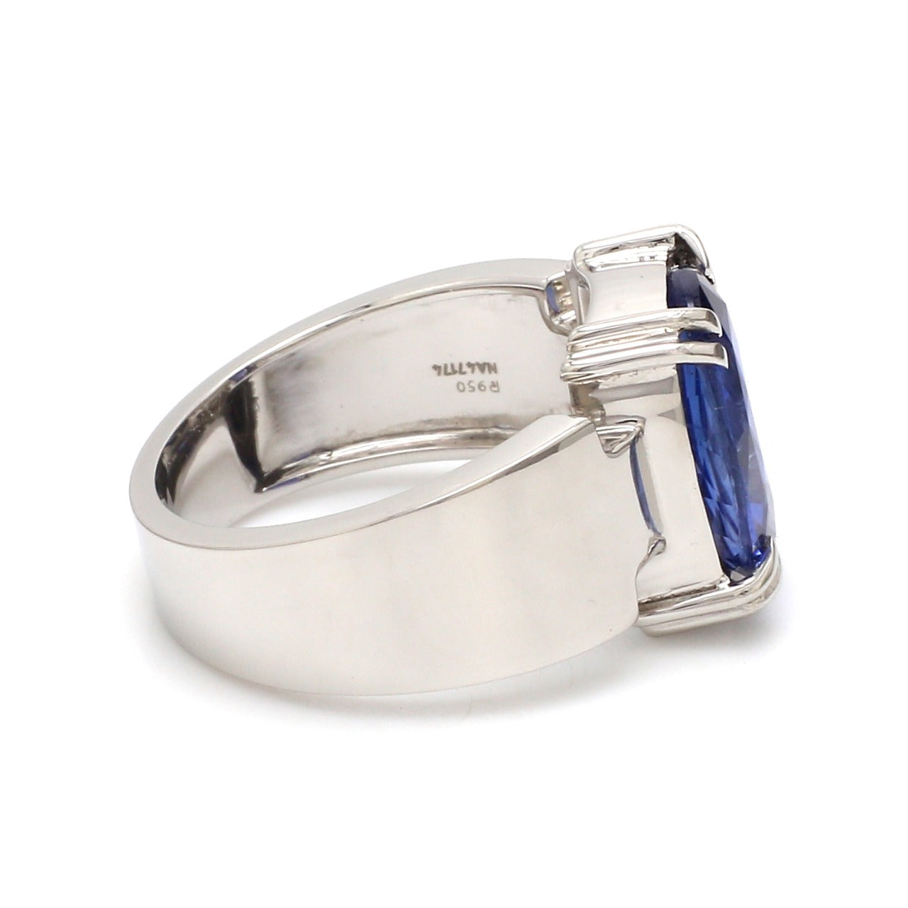 Heavy Platinum Blue Sapphire Ring for Men JL PT 2014   Jewelove