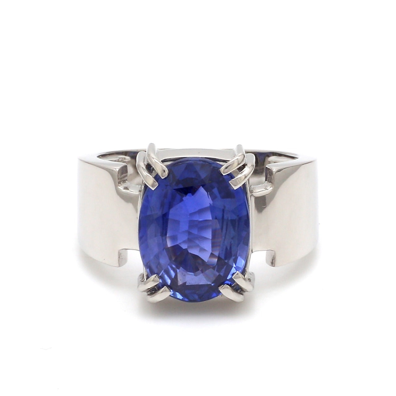Heavy Platinum Blue Sapphire Ring for Men JL PT 2014   Jewelove