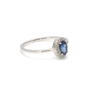 Oval Shape Blue Sapphire Platinum Diamond Engagement Ring JL PT LR 7027