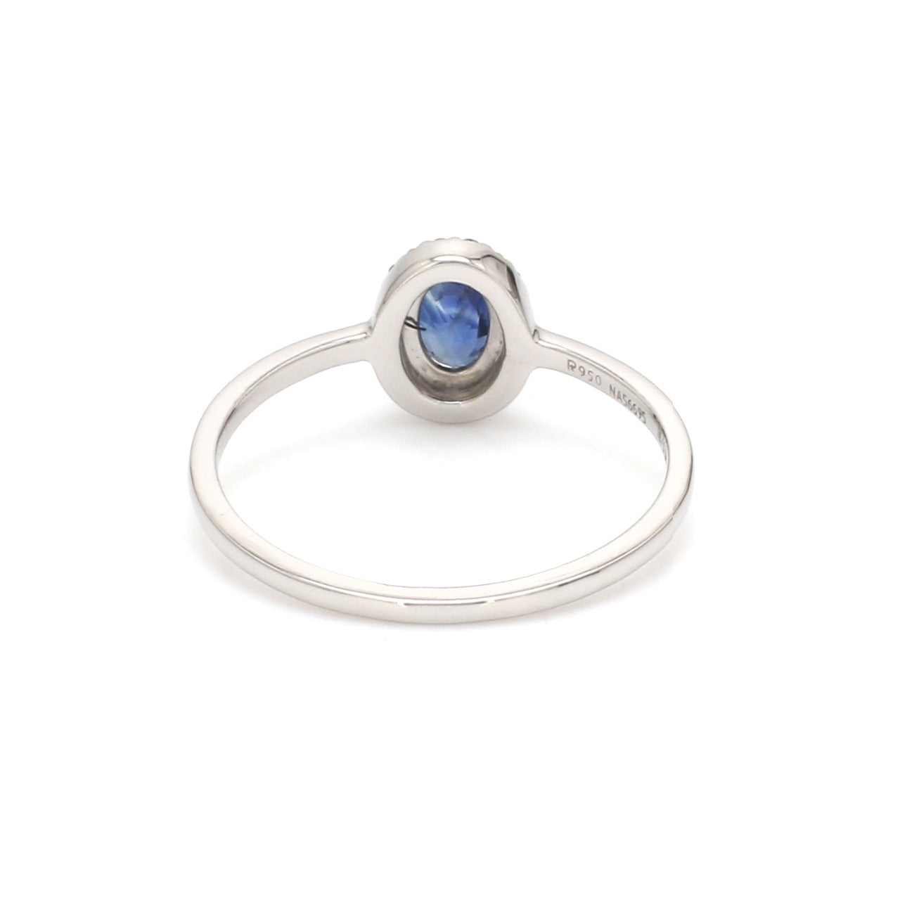 Oval Shape Blue Sapphire Platinum Diamond Engagement Ring JL PT LR 7027