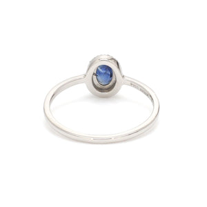 Oval Shape Blue Sapphire Platinum Diamond Engagement Ring JL PT LR 7027