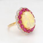 Load image into Gallery viewer, 18K Gold Opal Ring with Ruby &amp; Diamond for Women JL AU Opal Ring   Jewelove
