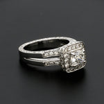 Load image into Gallery viewer, Cushion Cut Solitaire Platinum Ring with Halo Accents Diamond JL PT 1212   Jewelove.US
