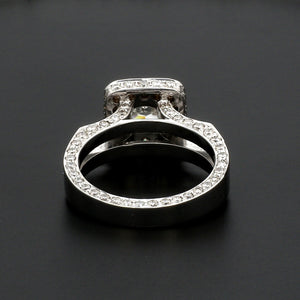 14K White Gold Cushion Cut Solitaire Ring with Halo Accents Diamonds JL AU 1212   Jewelove