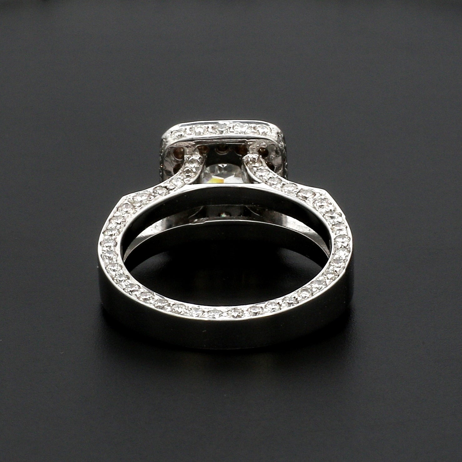 Cushion Cut Solitaire Platinum Ring with Halo Accents Diamond JL PT 1212   Jewelove.US
