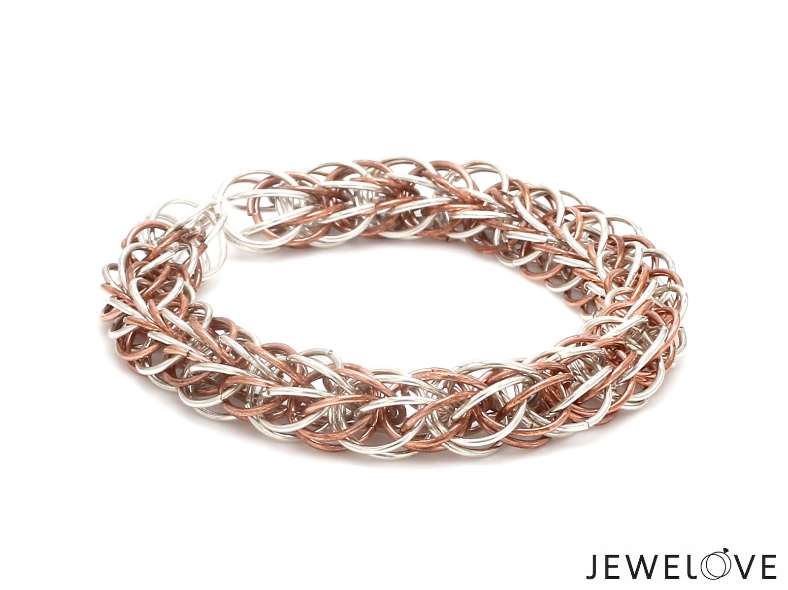 3D Platinum & Rose Gold Bracelet for Men JL PTB 703-A   Jewelove.US