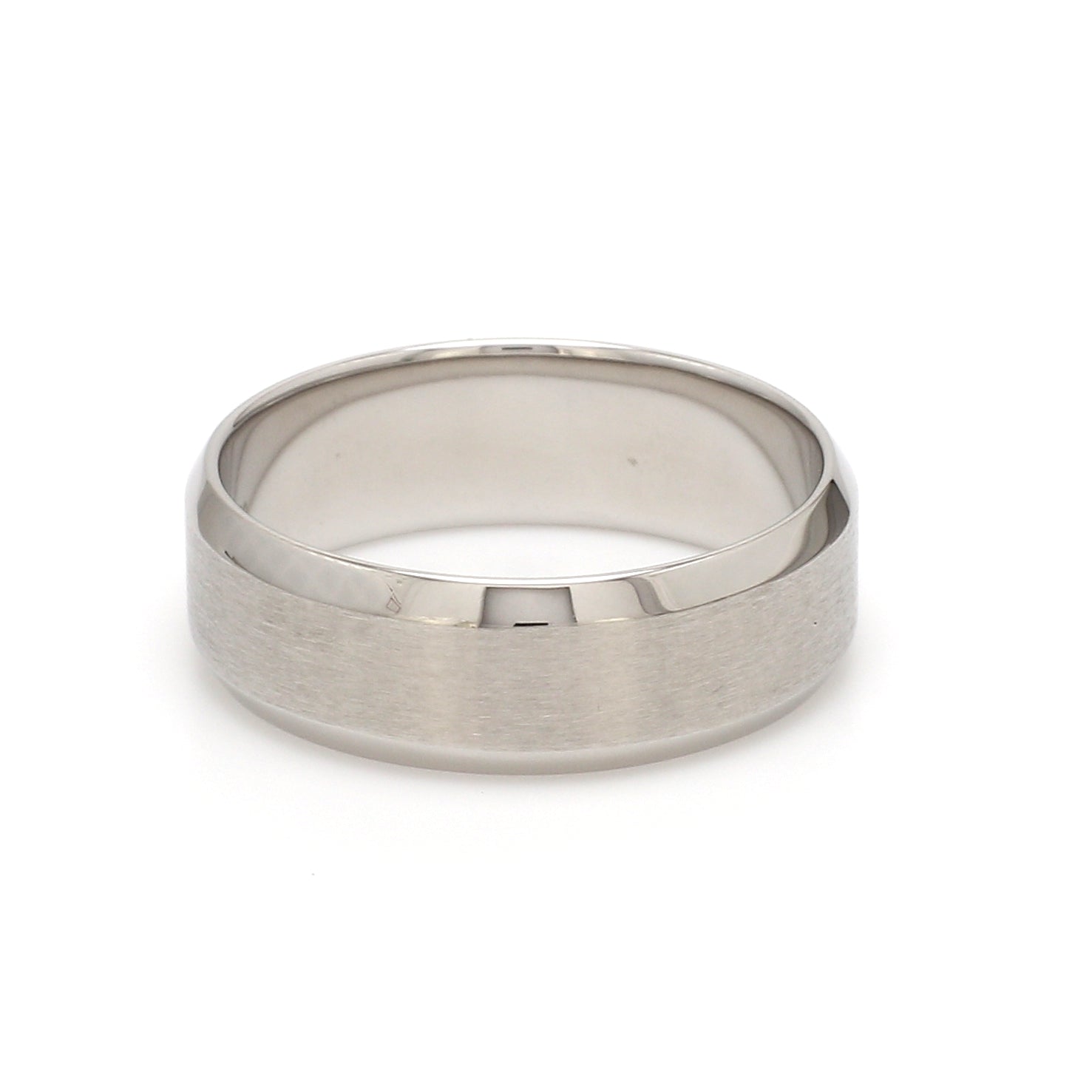 7mm Beveled Edges Plain Platinum Ring for Men JL PT 616 - Solid   Jewelove.US