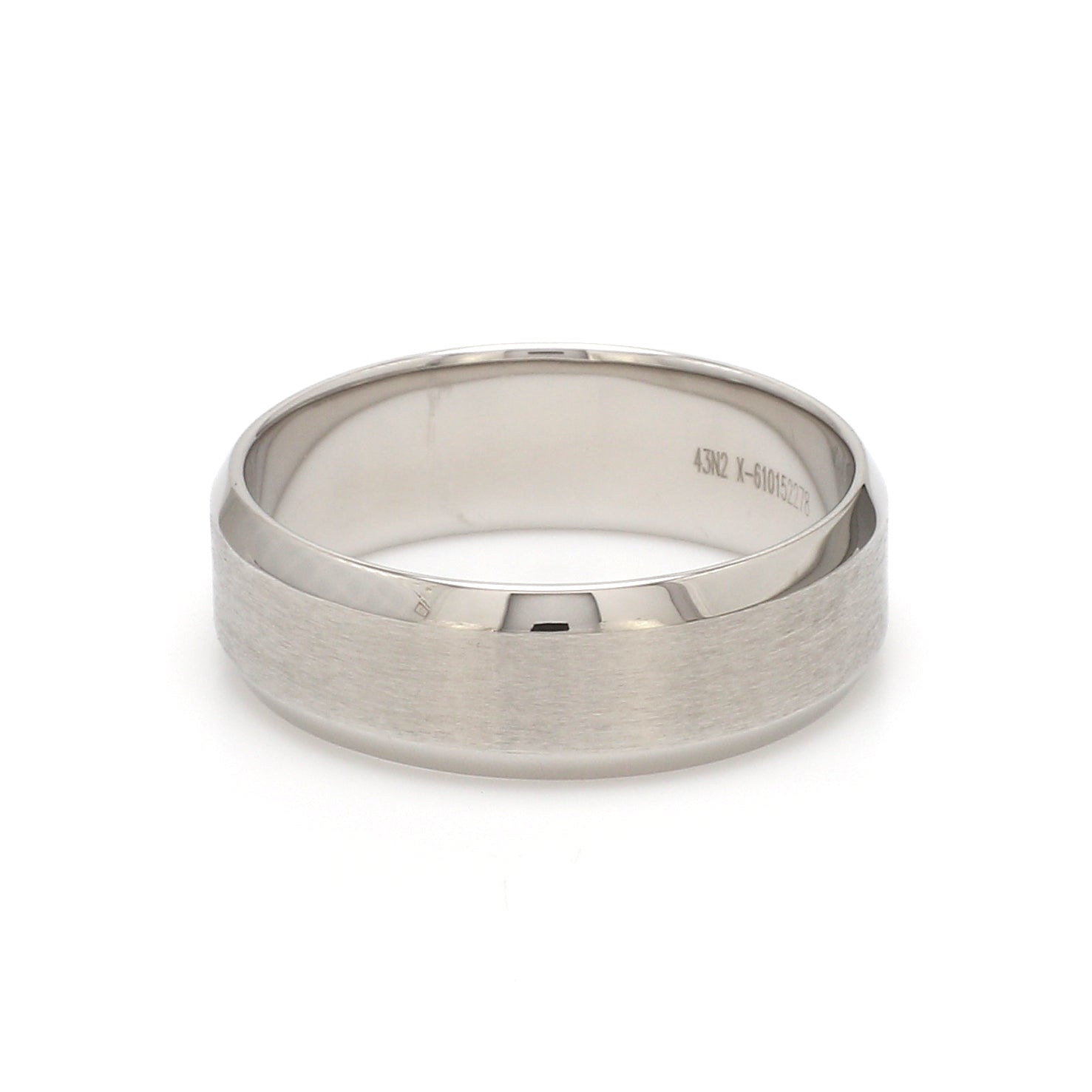 7mm Beveled Edges Plain Platinum Ring for Men JL PT 616 - Solid   Jewelove.US