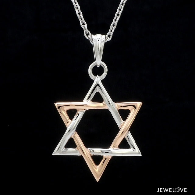 Star of David Platinum Rose Gold Pendant JL PT P 312   Jewelove.US