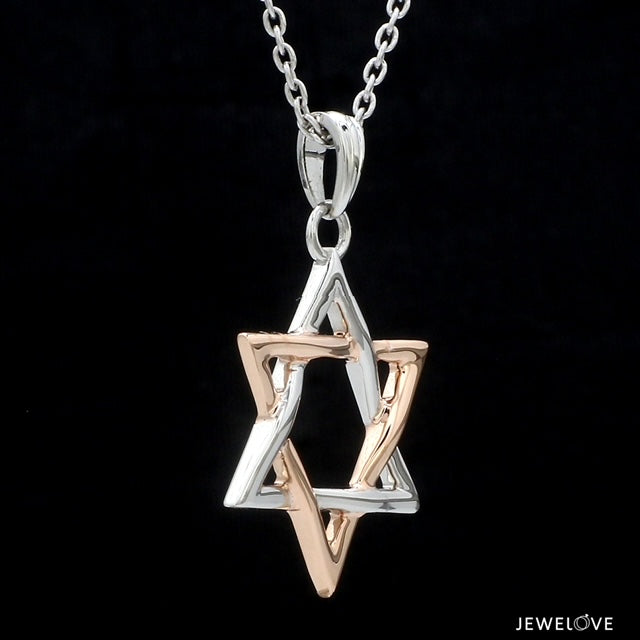 Star of David Platinum Rose Gold Pendant JL PT P 312   Jewelove.US