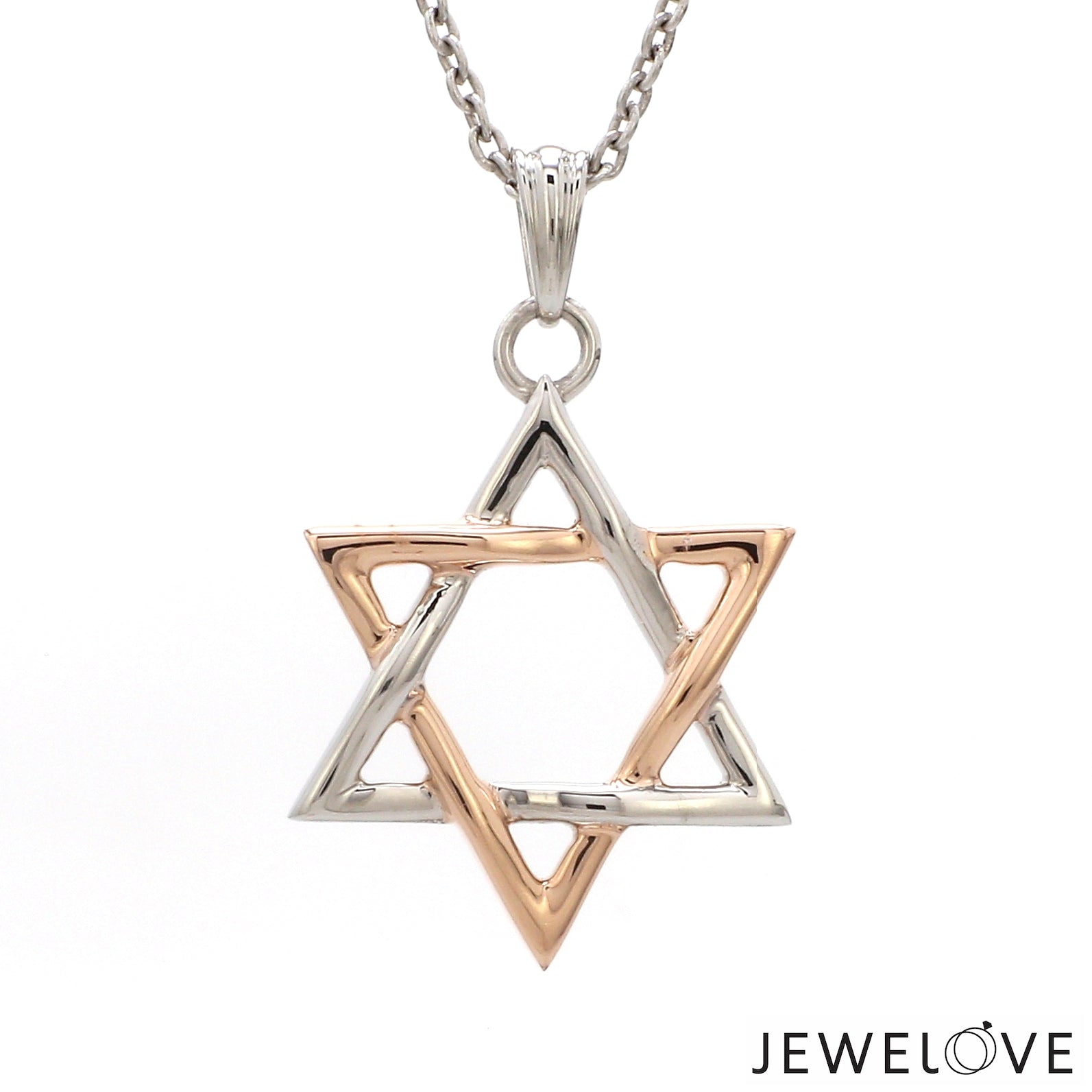 Star of David Platinum Rose Gold Pendant JL PT P 312   Jewelove.US