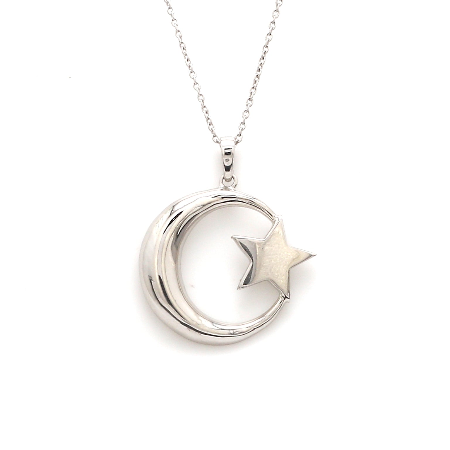 Customised Platinum Star Moon Pendant JL PT P 307   Jewelove.US