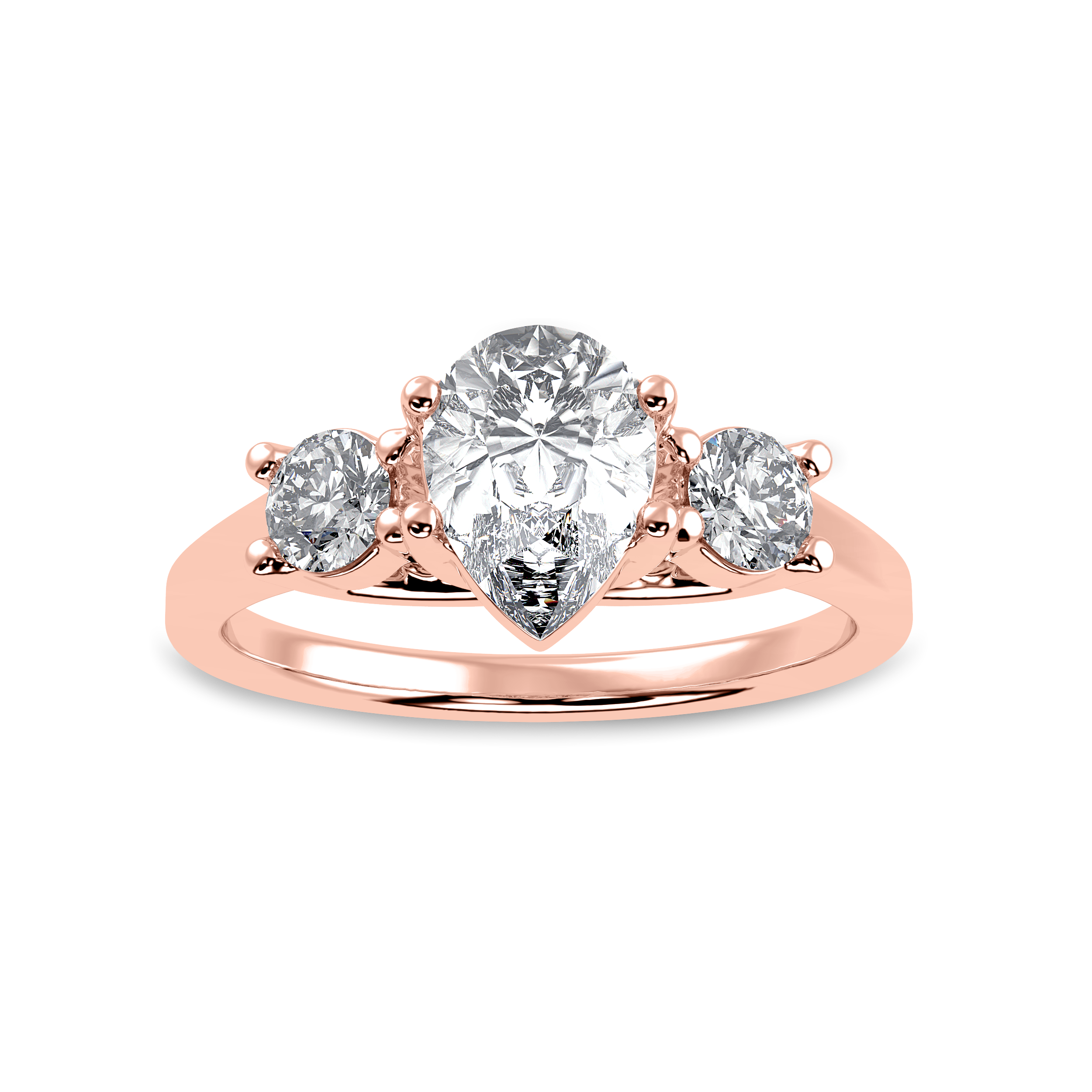 50-Pointer Pear Cut Solitaire Diamond Accents18K Rose Gold Ring JL AU 1235R-A   Jewelove.US
