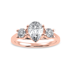 50-Pointer Pear Cut Solitaire Diamond Accents18K Rose Gold Ring JL AU 1235R-A   Jewelove.US