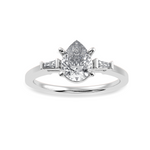 Load image into Gallery viewer, 50-Pointer Pear Cut Solitaire with Baguette Diamond Accents Platinum Ring JL PT 1227-A   Jewelove.US
