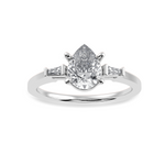 Load image into Gallery viewer, 30-Pointer Pear Cut Solitaire with Baguette Diamond Accents Platinum Ring JL PT 1227   Jewelove.US
