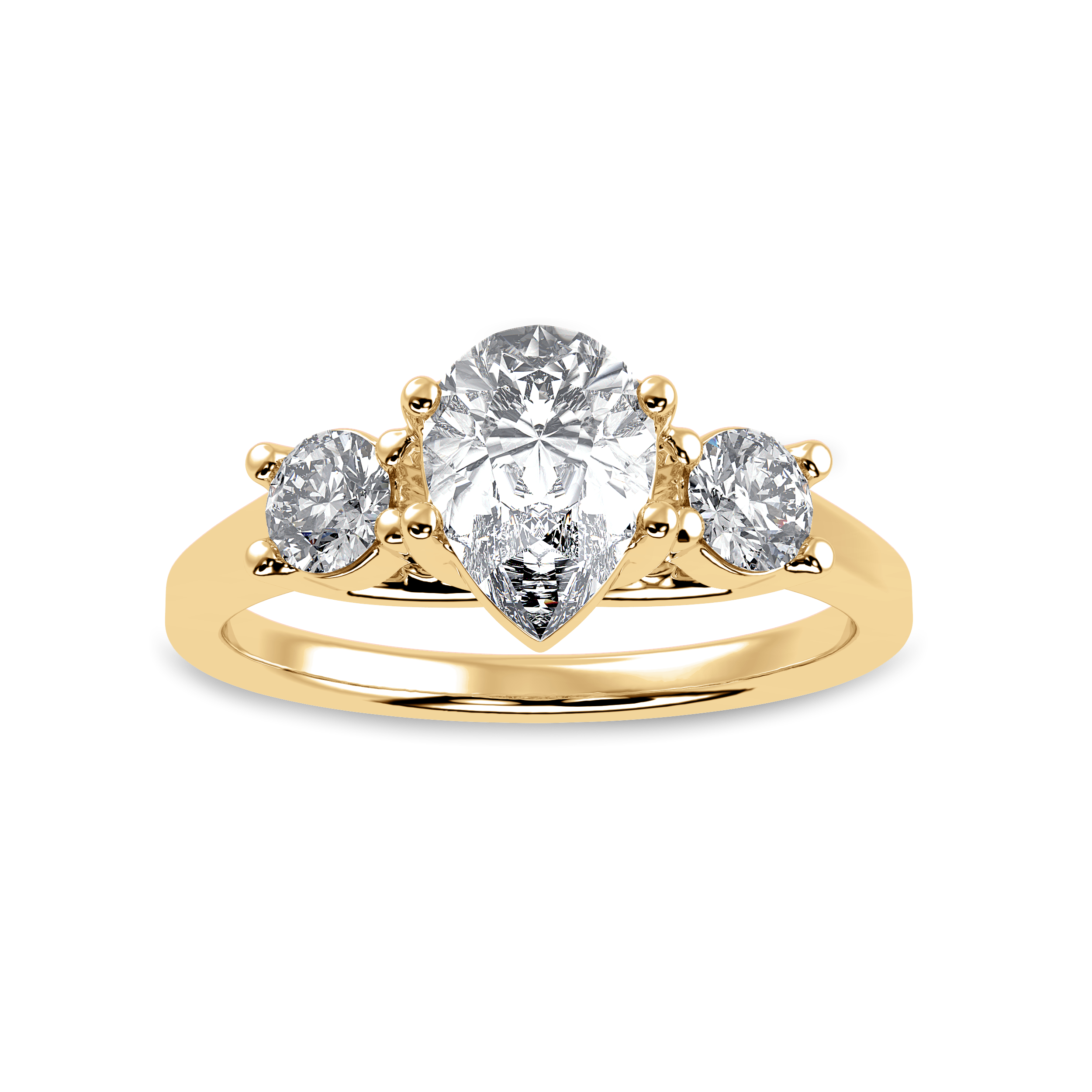 70-Pointer Pear Cut Solitaire Diamond Accents 18K Yellow Gold Ring JL AU 1235Y-B   Jewelove.US