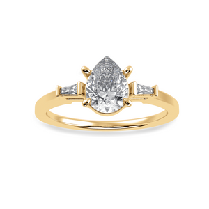 50-Pointer Pear Cut Solitaire with Baguette Diamond Accents 18K Yellow Gold Ring JL AU 1227Y-A   Jewelove.US